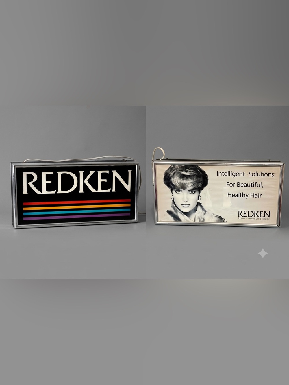Extremely Rare 🌸 Vintage Redken Black Wall Lighted Salon Sign, 20”W x 10”H